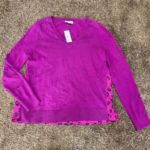 Loft purple/cheetah print sweater NWT